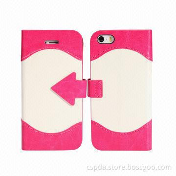 Slim PU Leather Cases for iPhone 5S with Arrow Flap, OEM/ODM Orders Welcomed